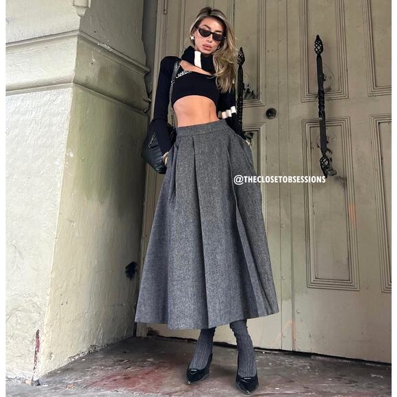 ZARA BLOGGER FAVE!!! Wool-Blend Midi Skirt NWT - Picture 11 of 16